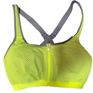 Women's Victoria Secret Gray & Lime Green Sz 34DSports Bra   VSX Sports
